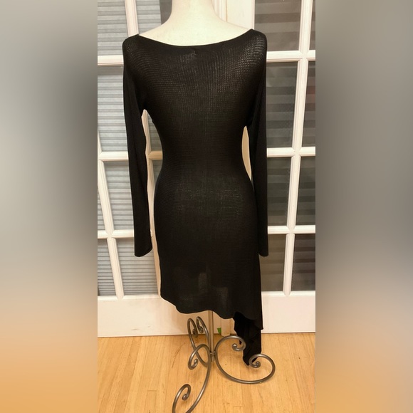 Gabriel.S Dress Black Knitted Asymmetrical With Slit SZ Large - Picture 6 of 12